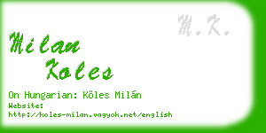 milan koles business card