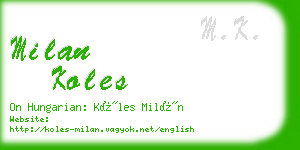 milan koles business card